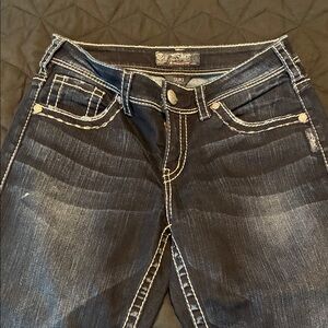 Silver Jeans Dark Indigo Denim with White Stitching